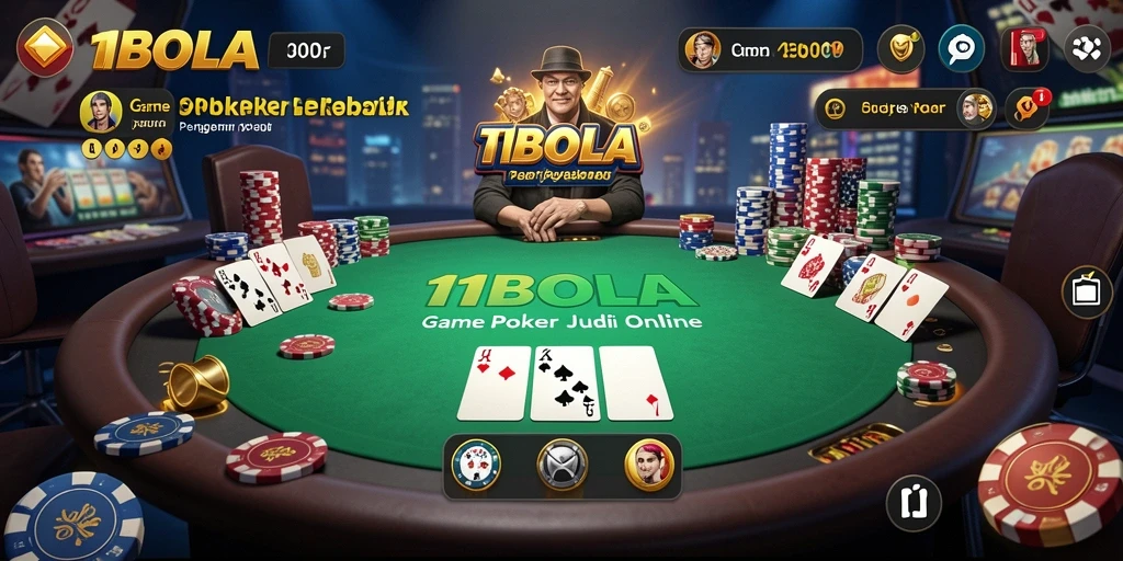 Tampilan menarik gameplay Poker di 11BOLA dengan pemain yang bersaing.