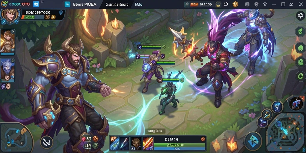 Gameplay seru BOM29TOTO dengan pertarungan MOBA yang menegangkan.