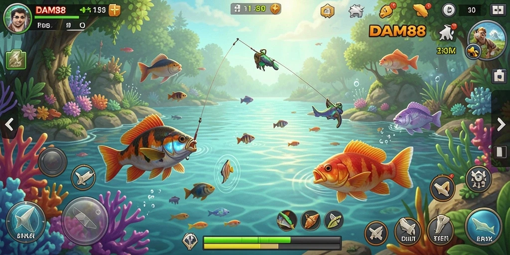 Tampilan gameplay DAM88 yang memukau saat menangkap ikan.