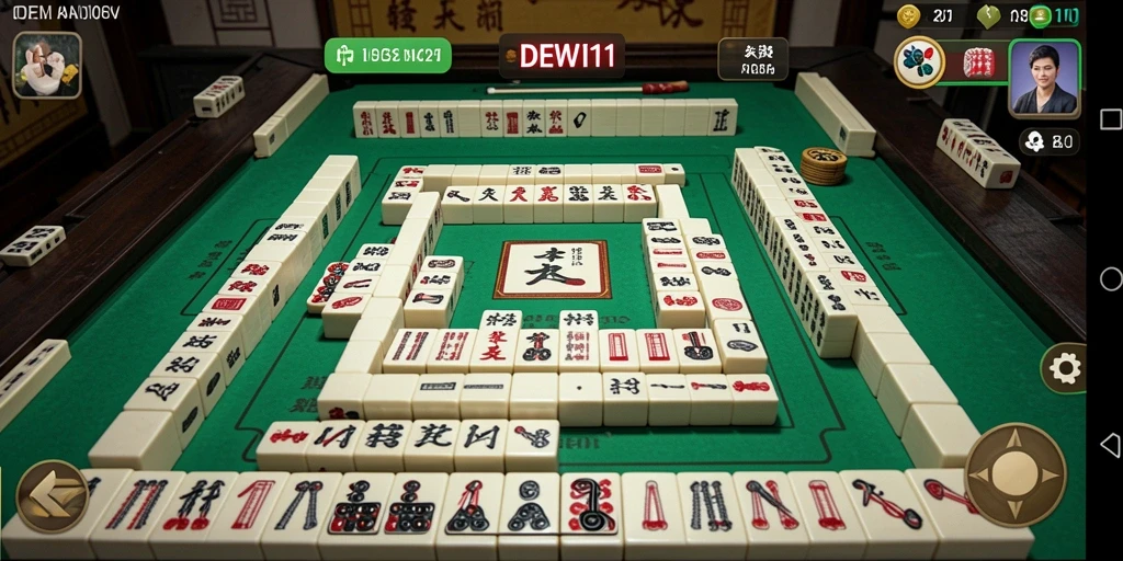 Tampilan gameplay DEWI11 yang mendebarkan dan penuh strategi Mahjong.