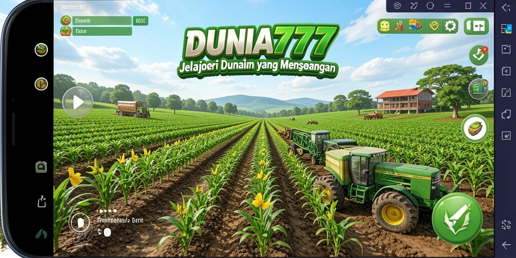 Tampilan gameplay menarik dalam DUNIA777 yang penuh warna dan aktivitas bertani.