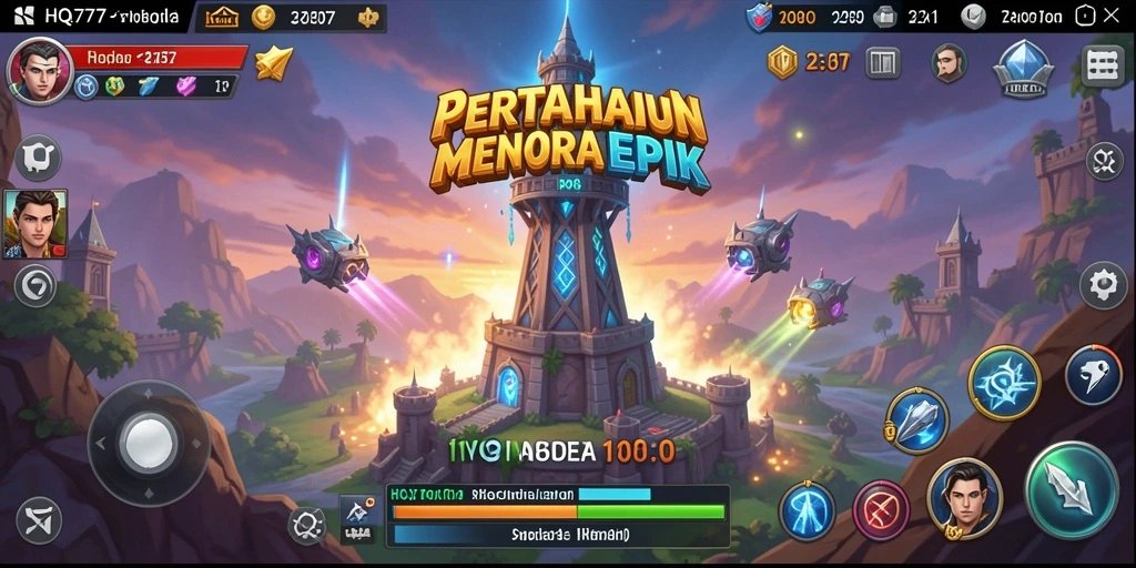 Tampilan gameplay menarik dalam game Tower Defense HQ777.