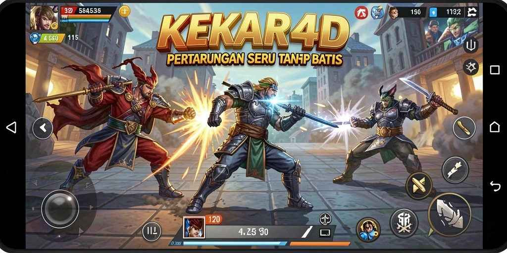 Tampilan gameplay <strong>KEKAR4D</strong> yang menegangkan di arena pertarungan.
