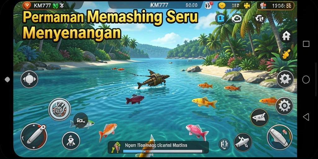 Tampilan gameplay seru dengan variasi ikan yang beragam.