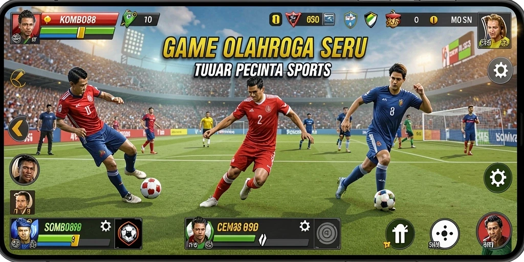 Screenshot gameplay KOMBO88 menampilkan aksi seru dalam permainan olahraga.