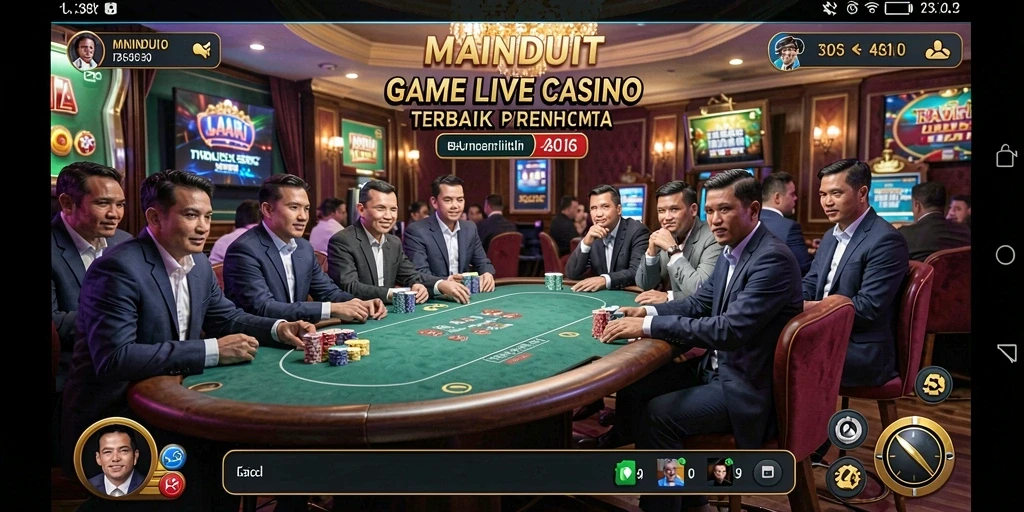 Screenshot gameplay MAINDUIT menampilkan interaksi dealer langsung.