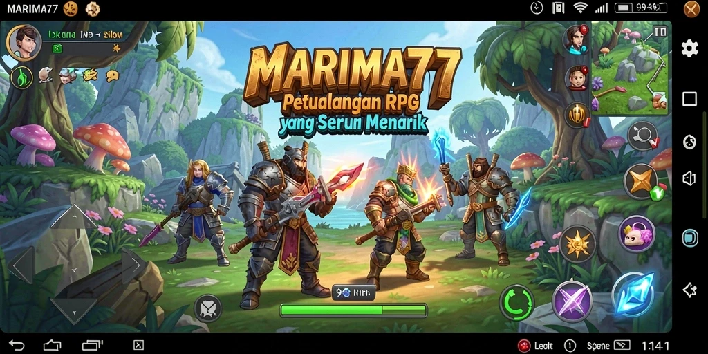 Screenshot gameplay yang menunjukkan aksi petualangan seru di MARIMA77.