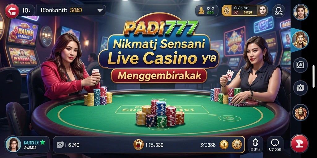 Screenshot PADI777 menampilkan gameplay Live Casino yang menarik dan interaktif.