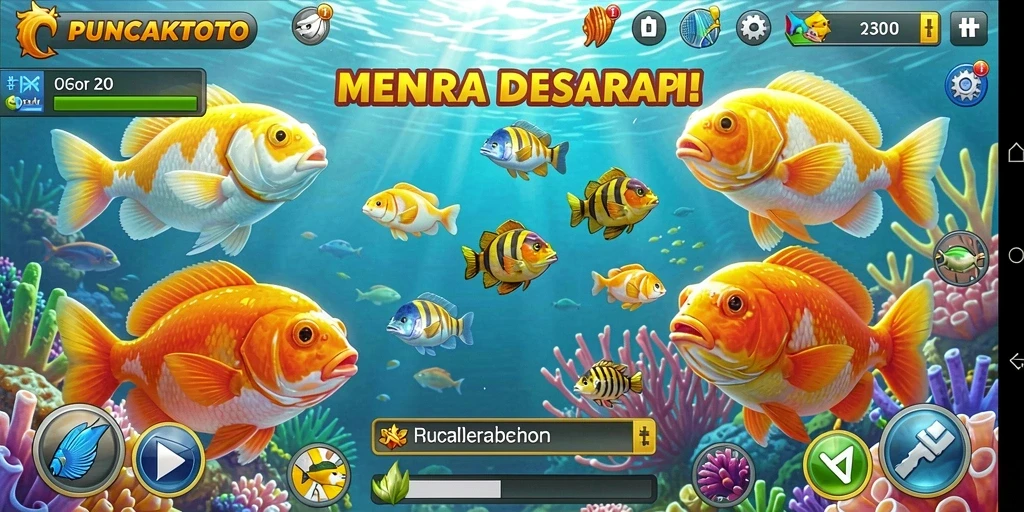 Gameplay PUNCAKTOTO yang seru saat menembak ikan.