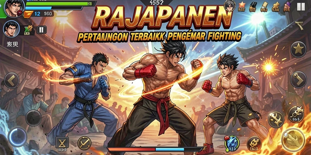 Tampilan gameplay mendebarkan dalam <strong>RAJAPANEN</strong> saat karakter bertarung.