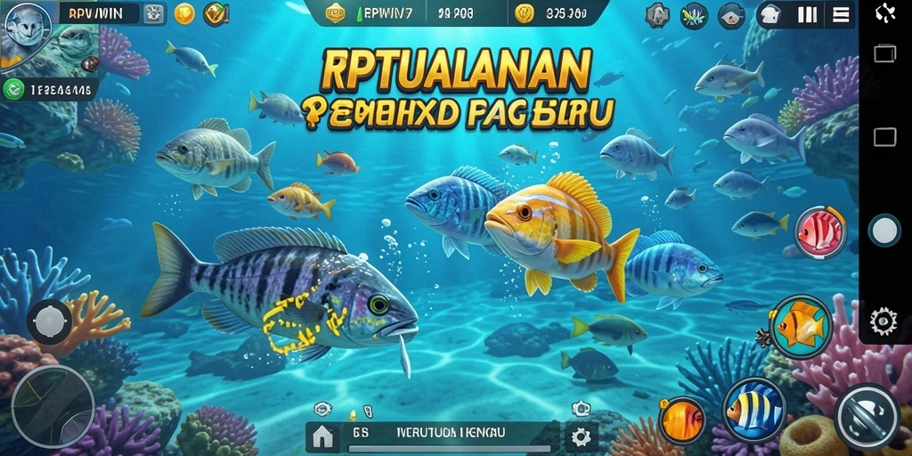 Tampilan gameplay seru dari RPWIN1 dengan menembak ikan di bawah laut.