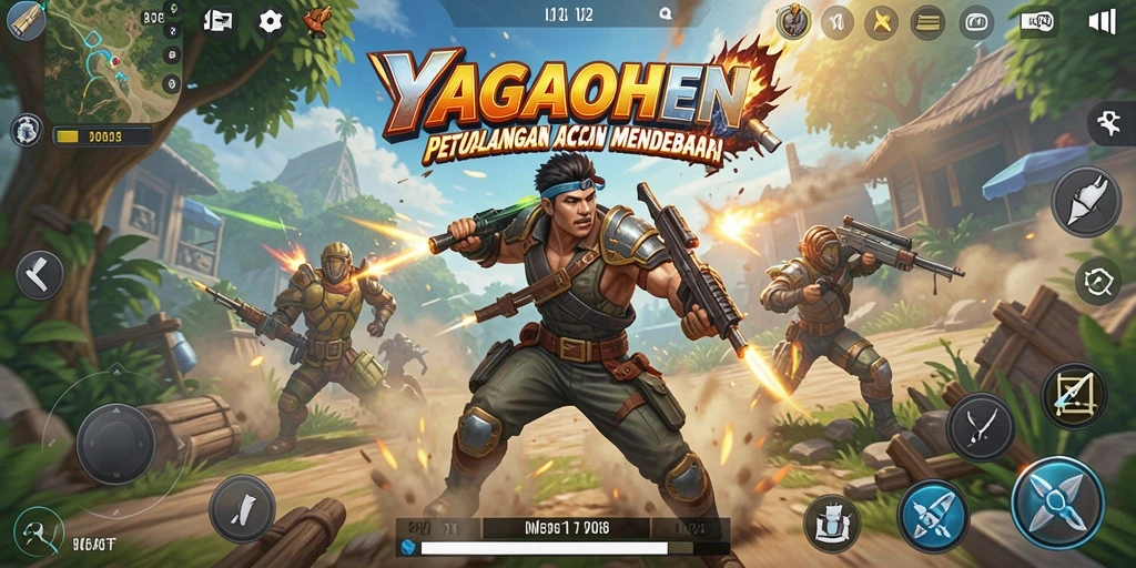 Screenshot dari gameplay YAGAOHEN menunjukkan aksi mendebarkan dan pertarungan seru.