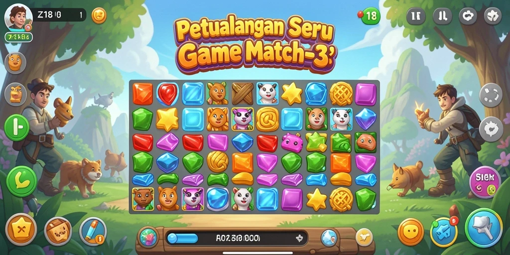 Gameplay seru Z18 dengan tantangan Match-3 yang menarik.